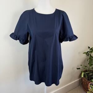 MaxMara Navy Blue Ruffle Sleeve Blouse